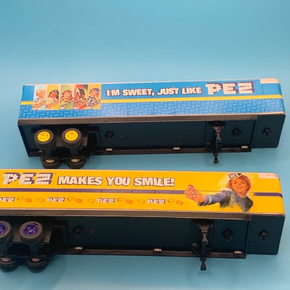 2ct M2 PEZ Yellow and Blue Semi Trailer Vehicles WOB - Picture 5 of 5